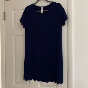 Navy Scalloped Dress